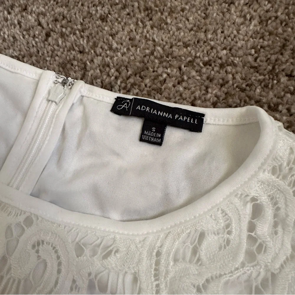 🪽 (NWOT) Adrianna Papell • White Lace Blouse - Picture 2 of 10